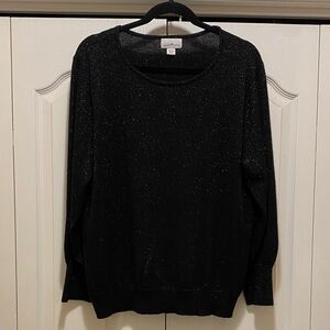 Chic Black Sparkle Crew Neck Sweater